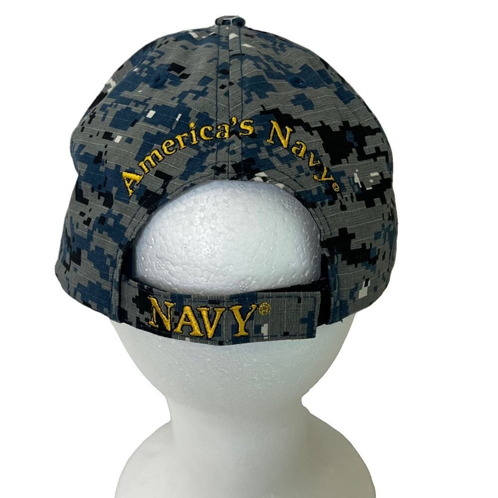 U.S. Navy Digital Camo Hat Adjustable America's Navy Ripstop Cotton Cap - Picture 4 of 7